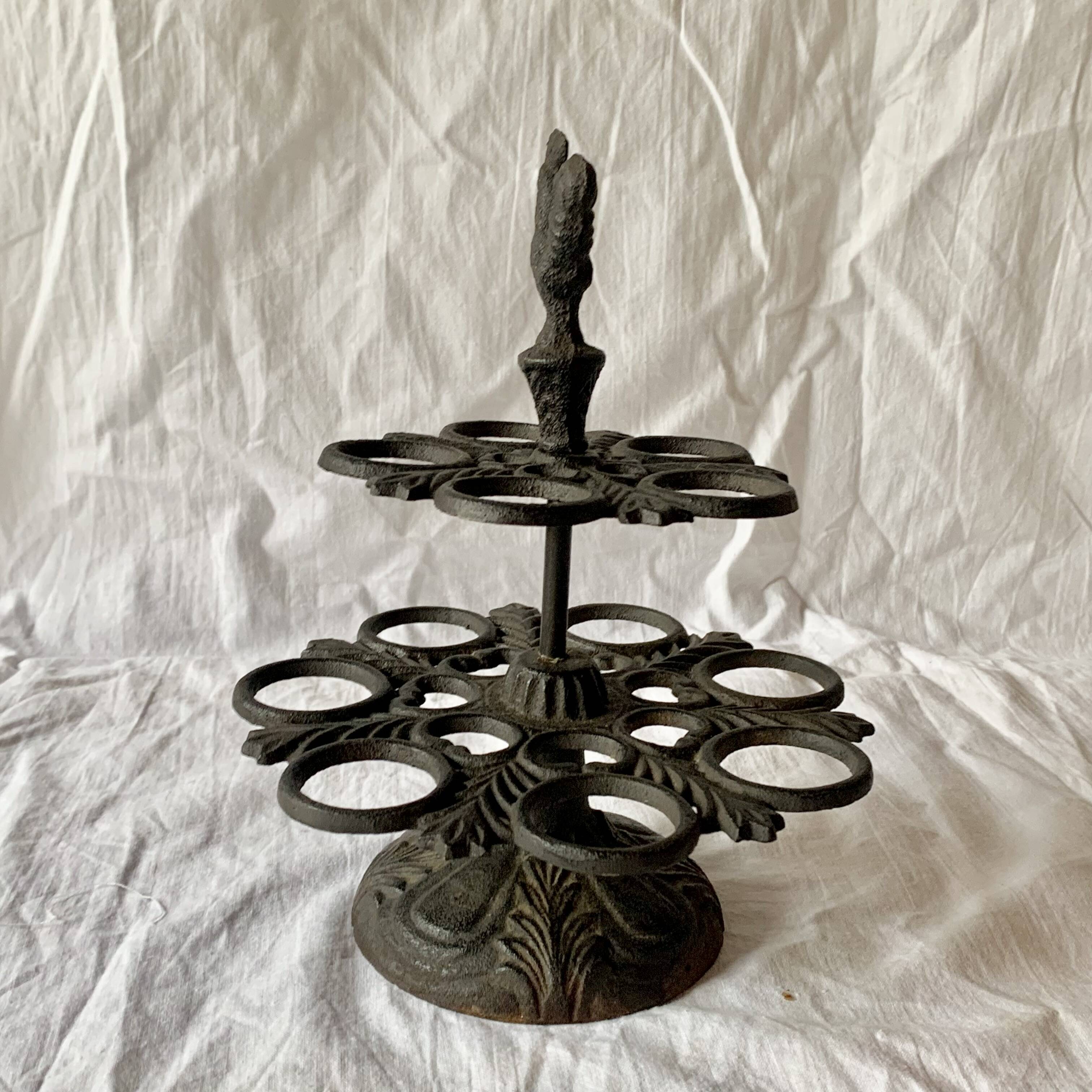 Présentoir à Œufs En Fonte Vintage Poulet - Rangement Cuisine Rustique Gain De Place Déco Cuisine Poule Oeufs