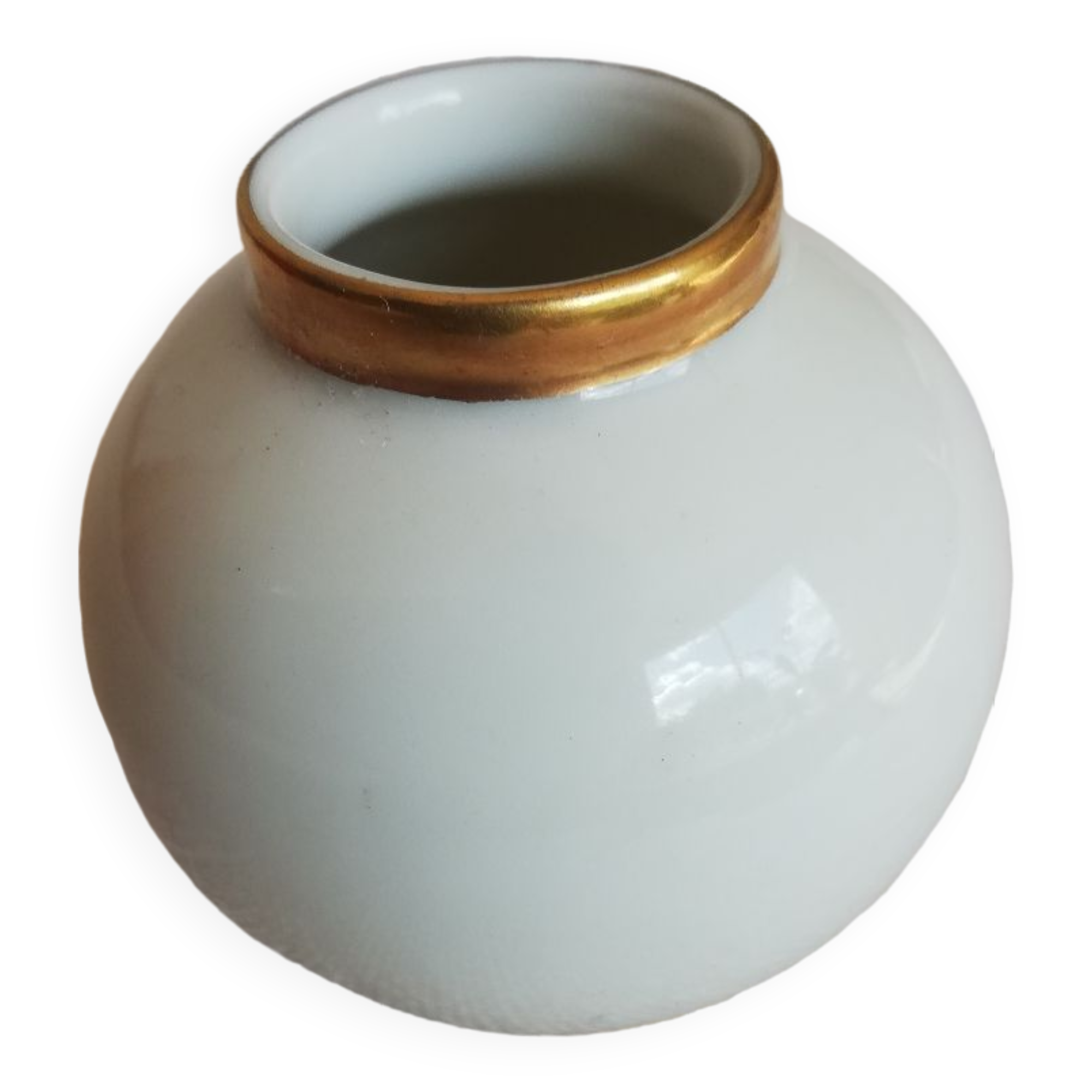 Very small round vase in off-white color with gold edging ESCHENBACH