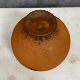 Muller frères, lunéville: ball vase with flared neck in orange marbled glass