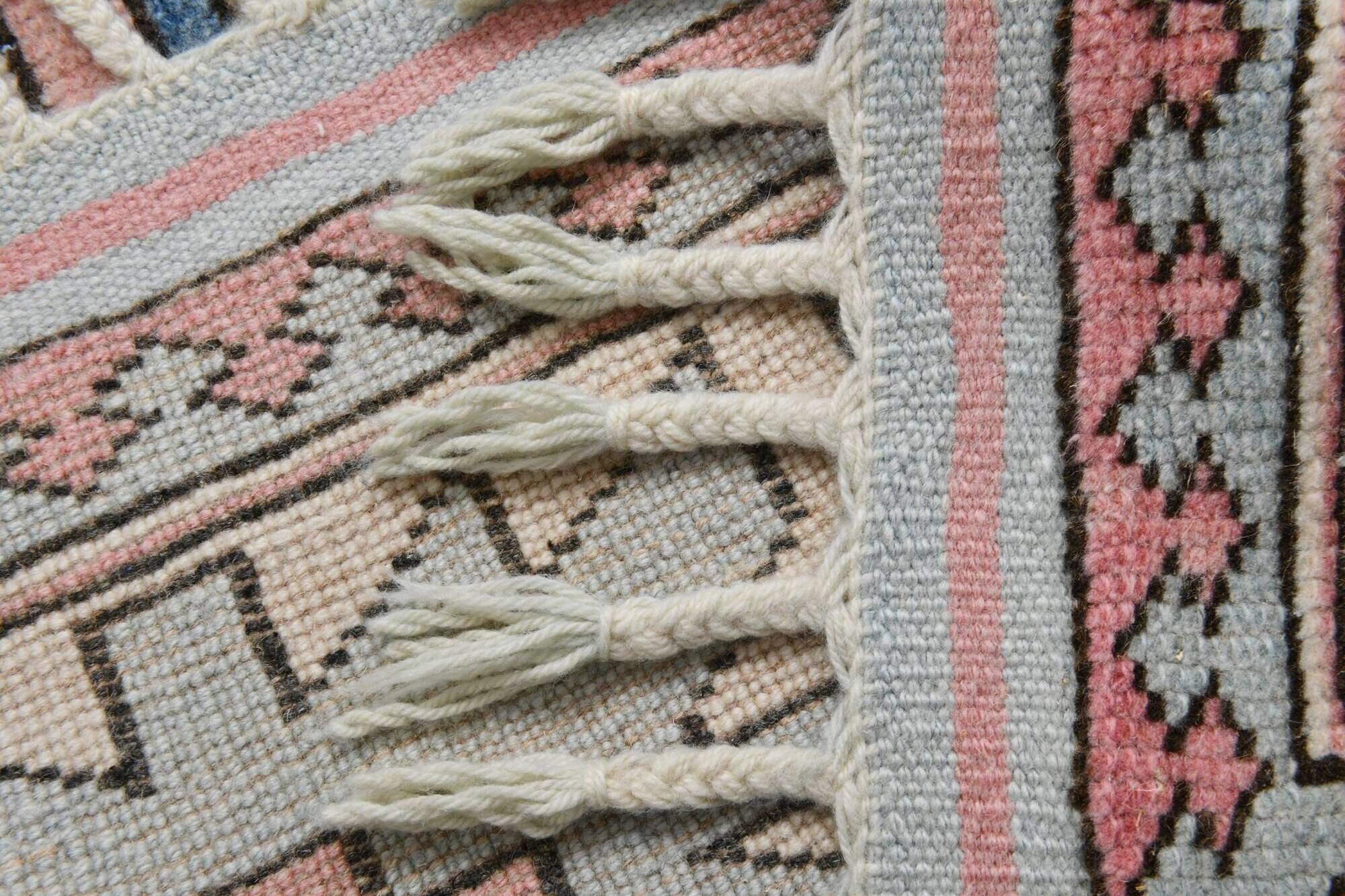 Dusty Pink Turkish Vintage Oushak Rug, 7x9 Area Rug For Living Room