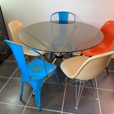Round kitchen or dining room in smoked glass chrome structure an70