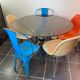 Round kitchen or dining room in smoked glass chrome structure an70