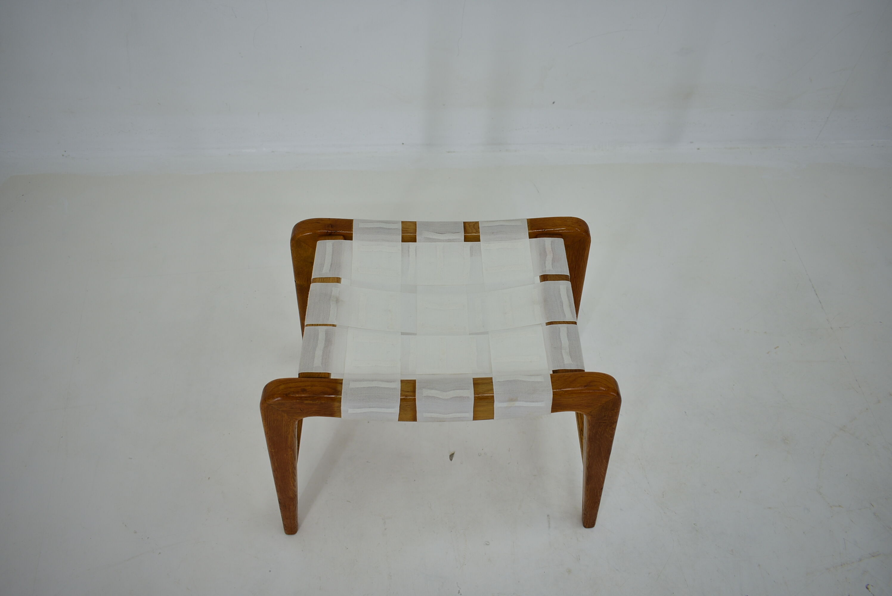 1940s, Jan Vanek Sculptural Oak Stool or Ottoman, Czechoslovakia