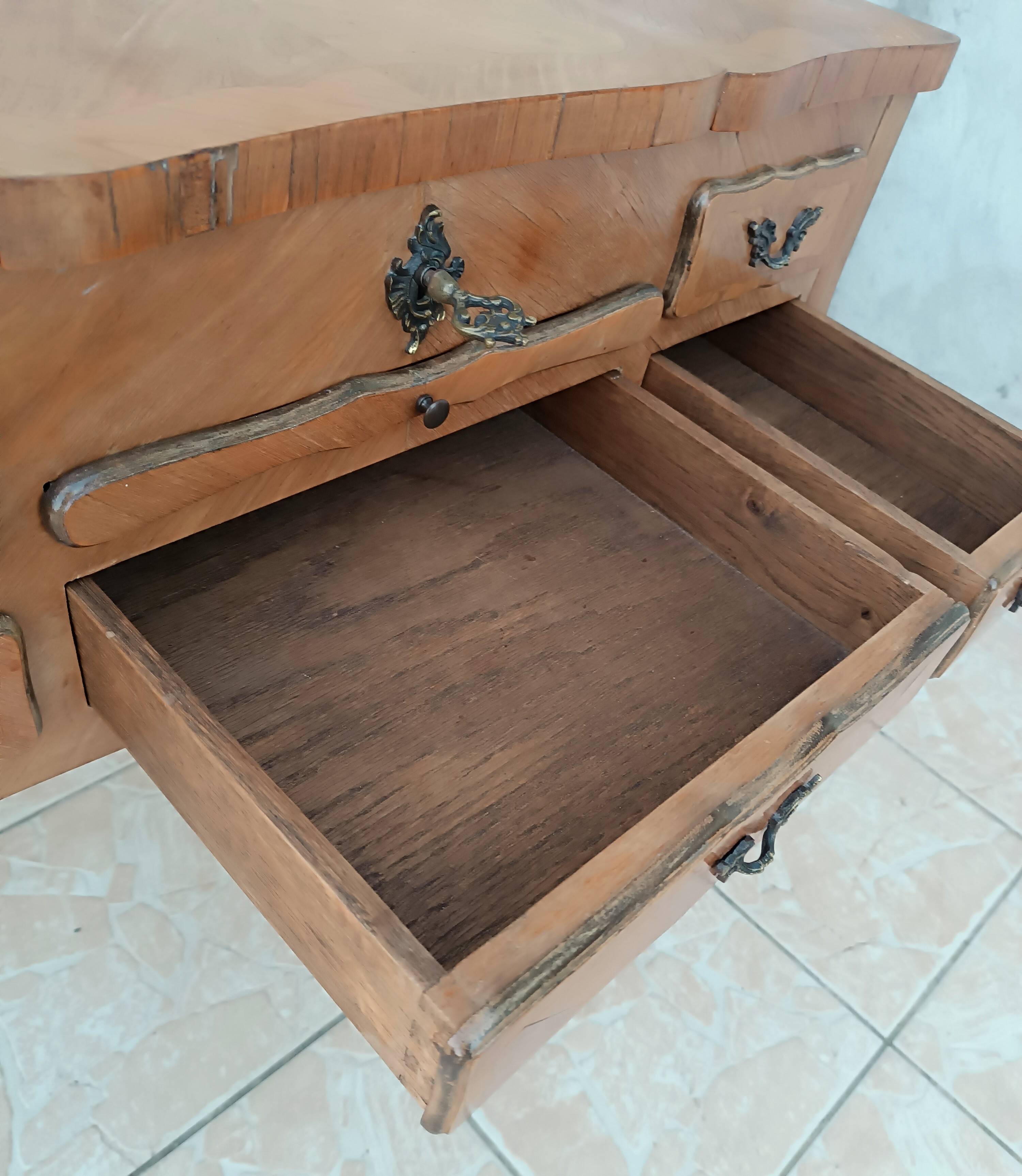 Louis XV style walnut veneer sewing table