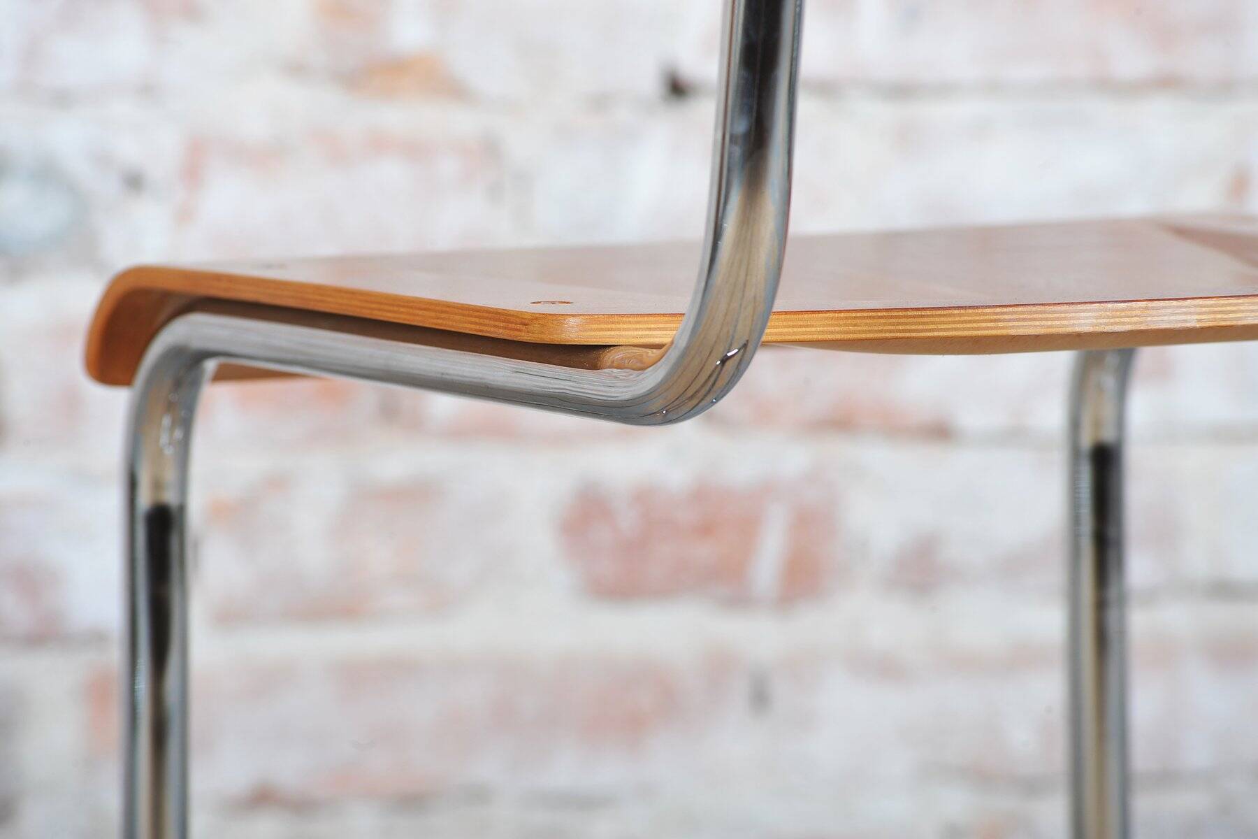 Vintage Bauhaus Chairs in Beech and Chrome, Czech, 1930s, Set of 8