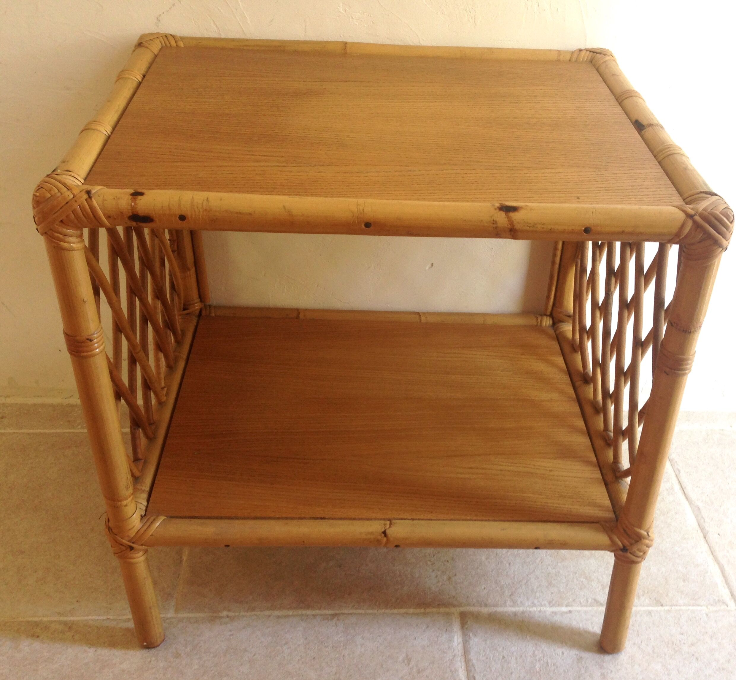 Vintage rattan side table