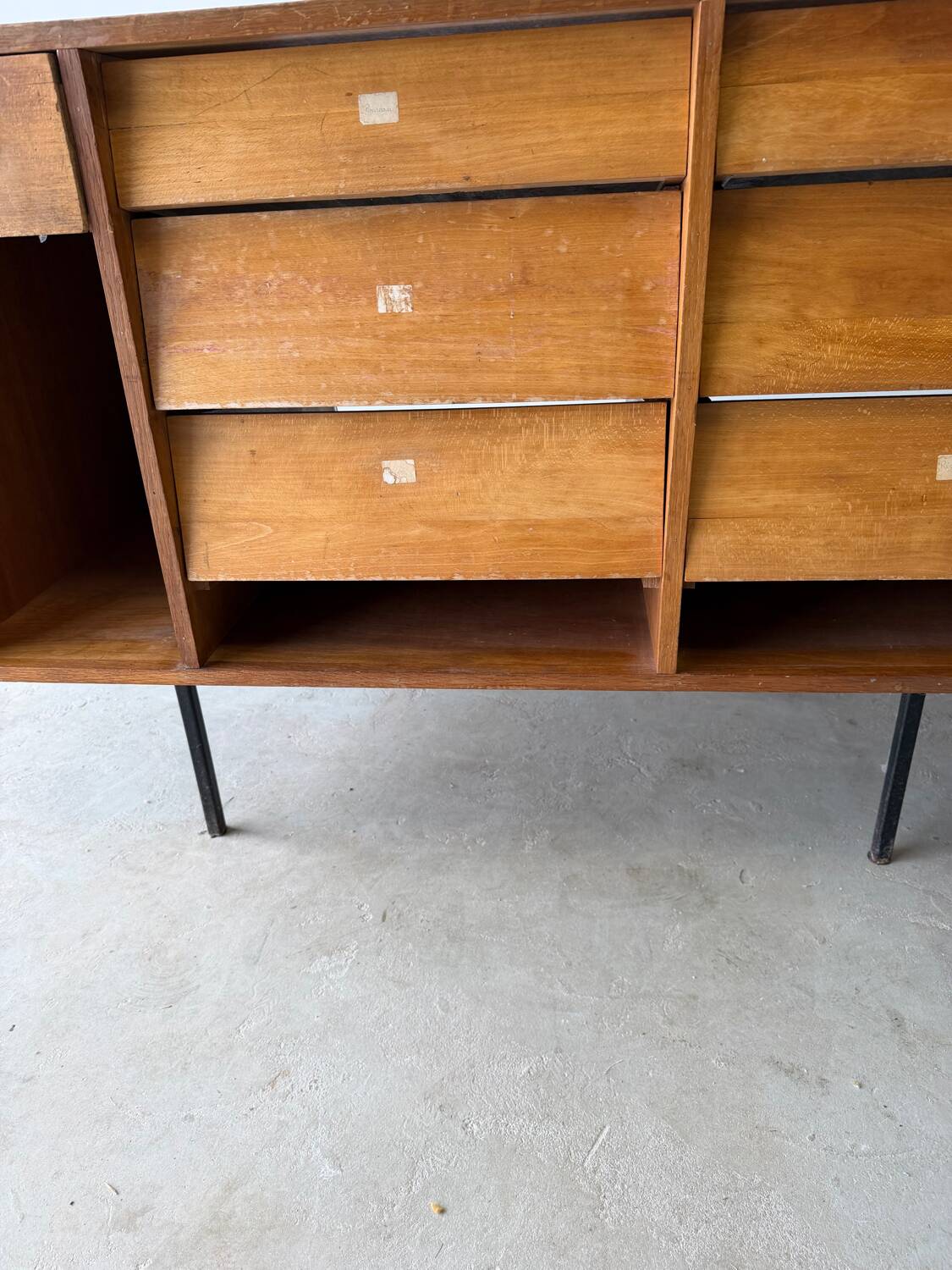 Antique teak craft shop furniture / counter / haberdashery display cabinet.
