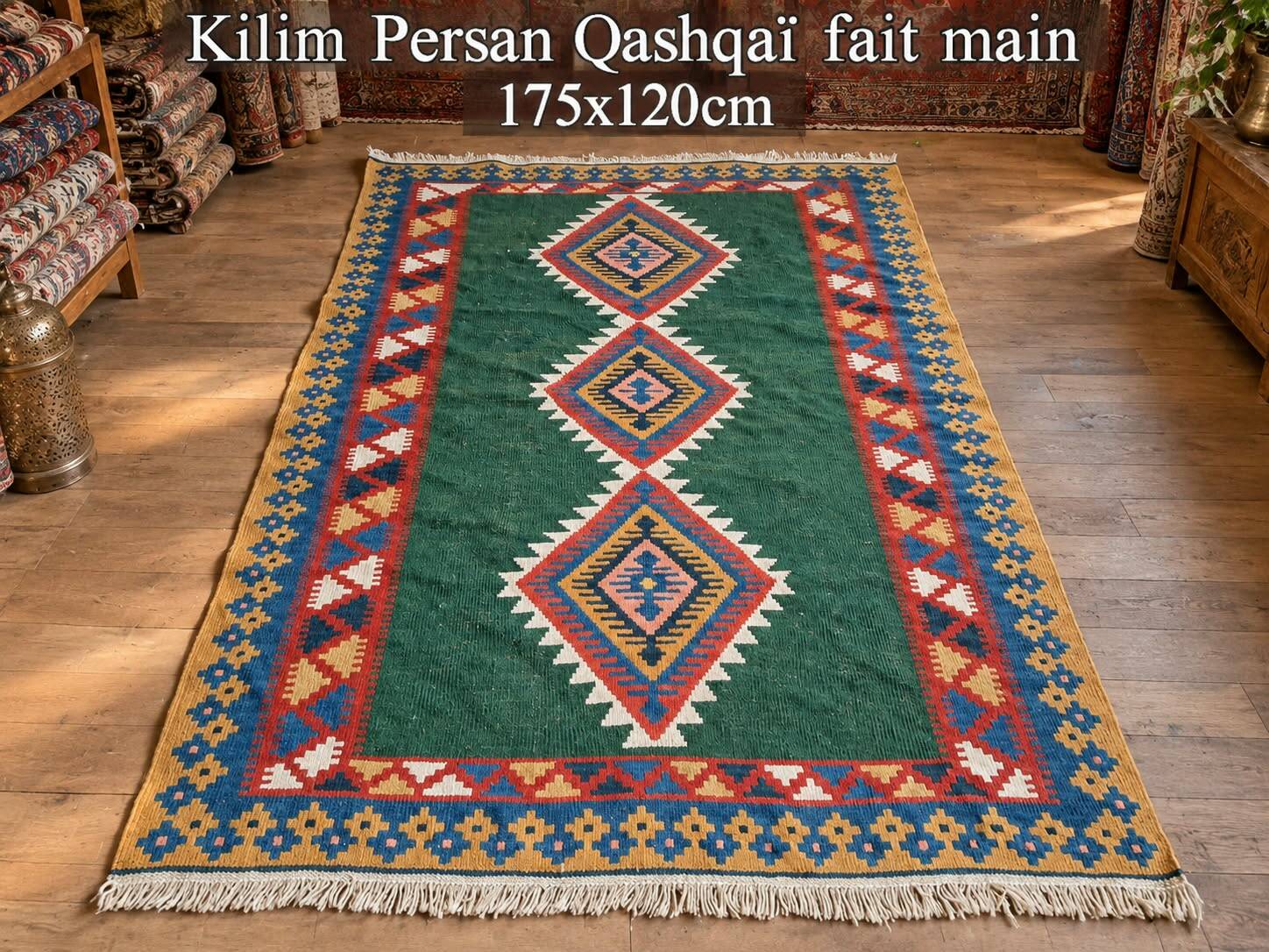 Handmade Persian Qashqai rug 175x120cm