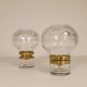 Pair of solid clear crystal candlesticks in modern Scandinavian style Orrefors Sweden