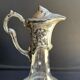 Liquor service Art Nouveau 1/2 Enamelled colored crystal with silver metal frame