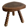 Original brutalist stool carved 60s in solid wood