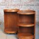 Mid-Century Modern Nesting Table in Oak and Smoked Glass, Czech, 1960s, Set of 5