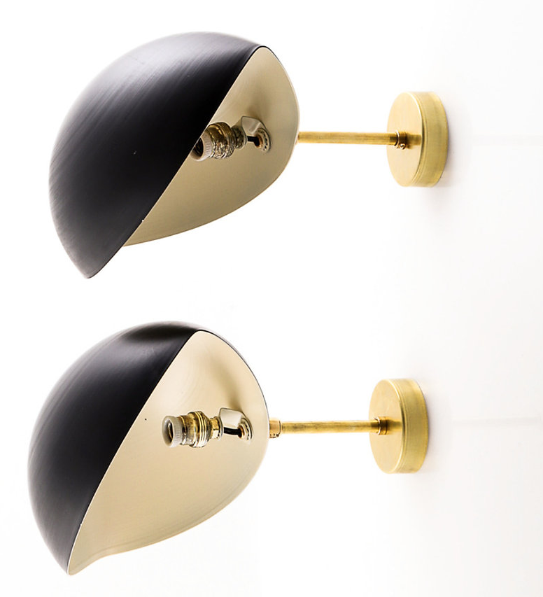 Pair wall lamps shell black