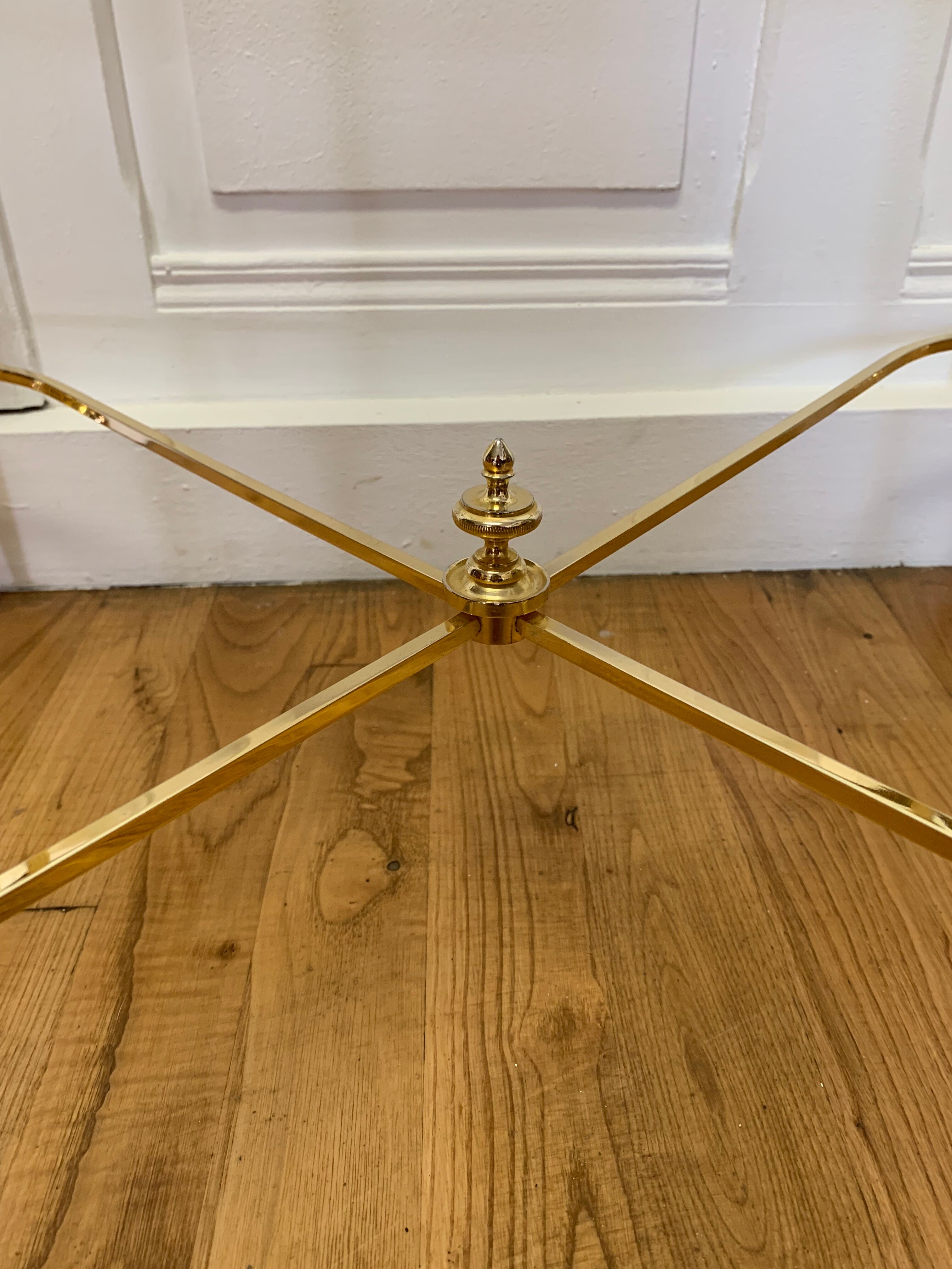 Tripartite brass and glass coffee table