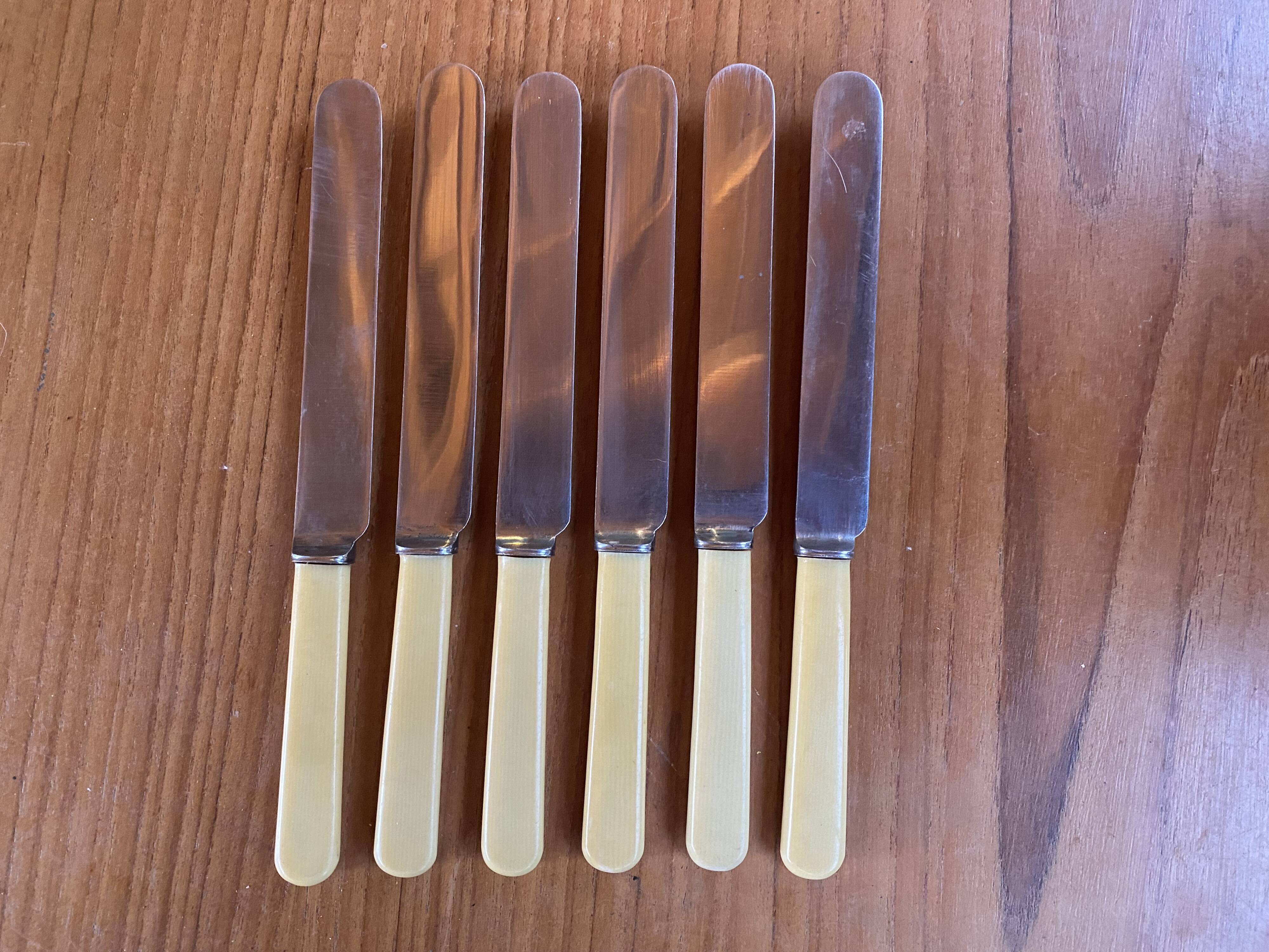 6 English stainless steel knives Fleming and sons Circa 1950