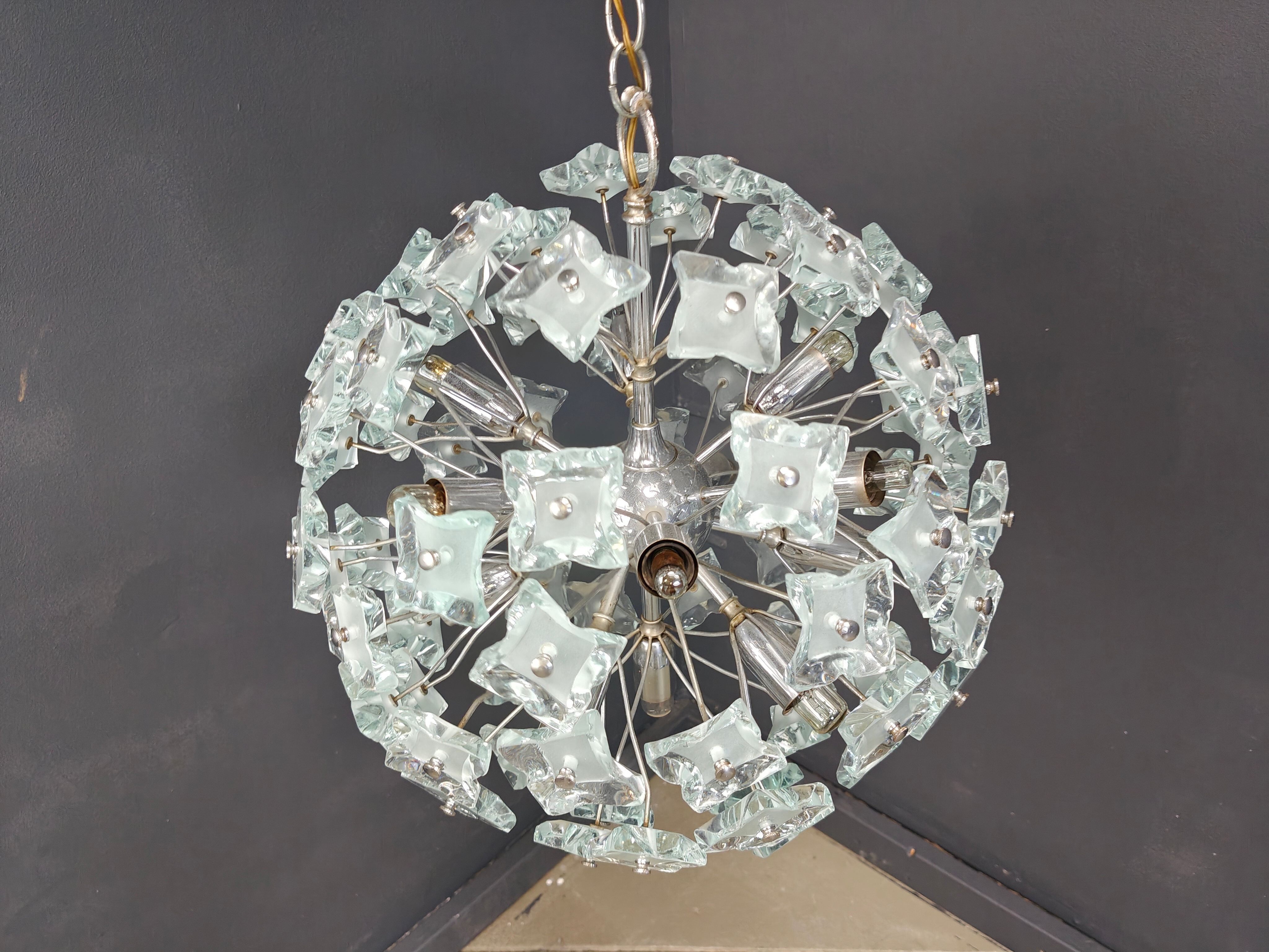 Mid-century glass sputnik chandelier, 1970s