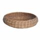 Vintage brown wicker round basket from the 1940s, woven flat, diameter 37 cm.