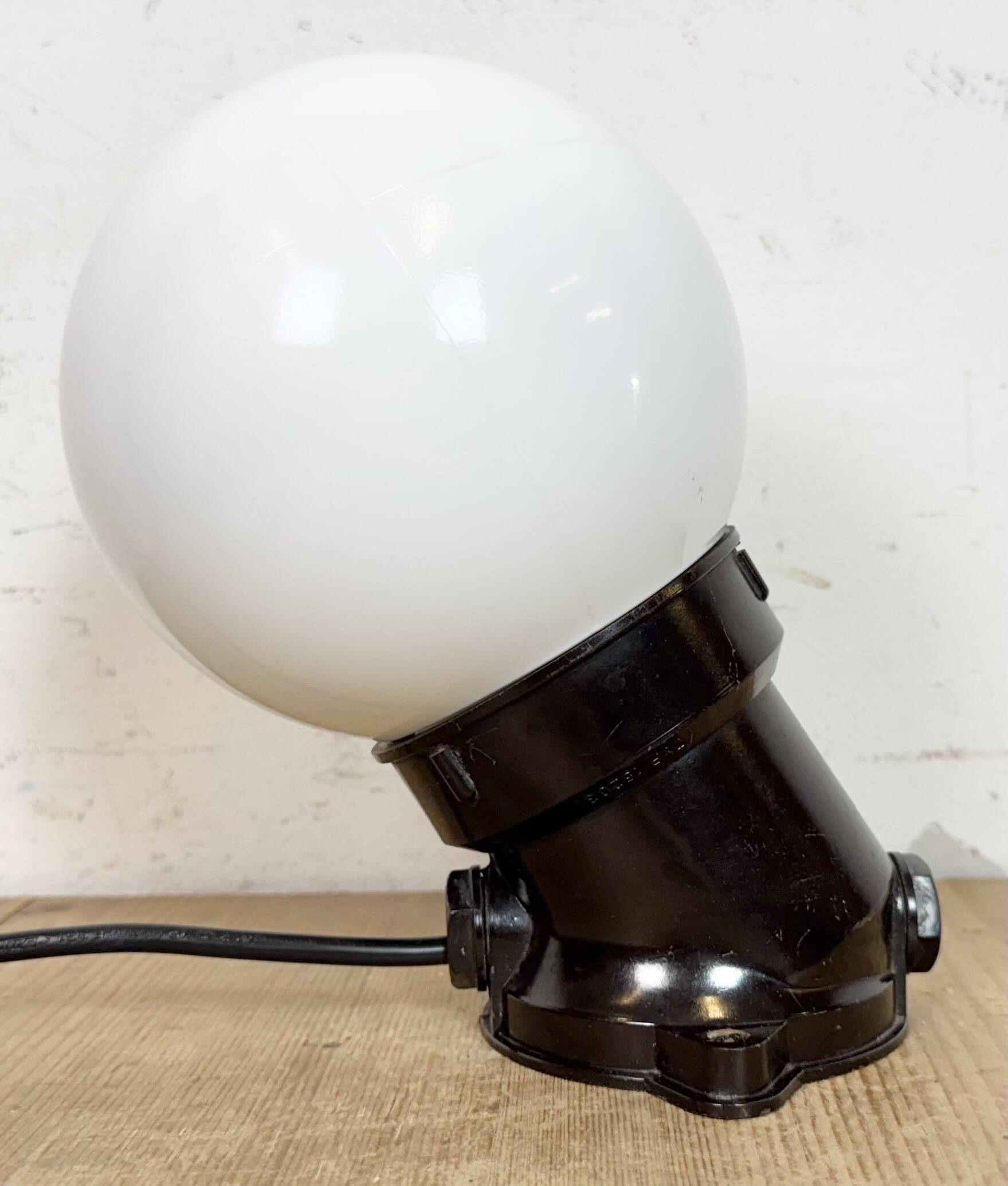 Vintage Brown Bakelite Wall Light with Milk Glass, 1970s