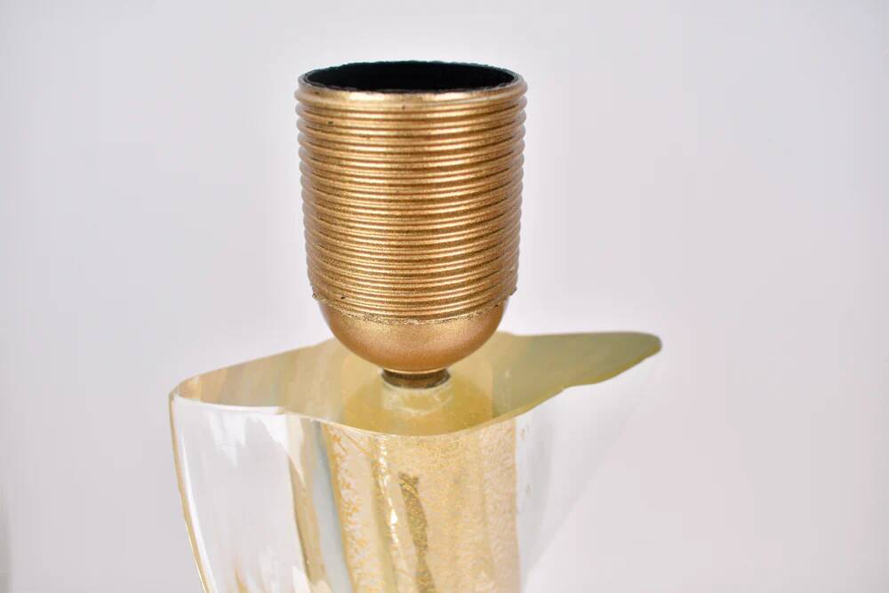 Vintage Murano glass table lamp with gold glitter