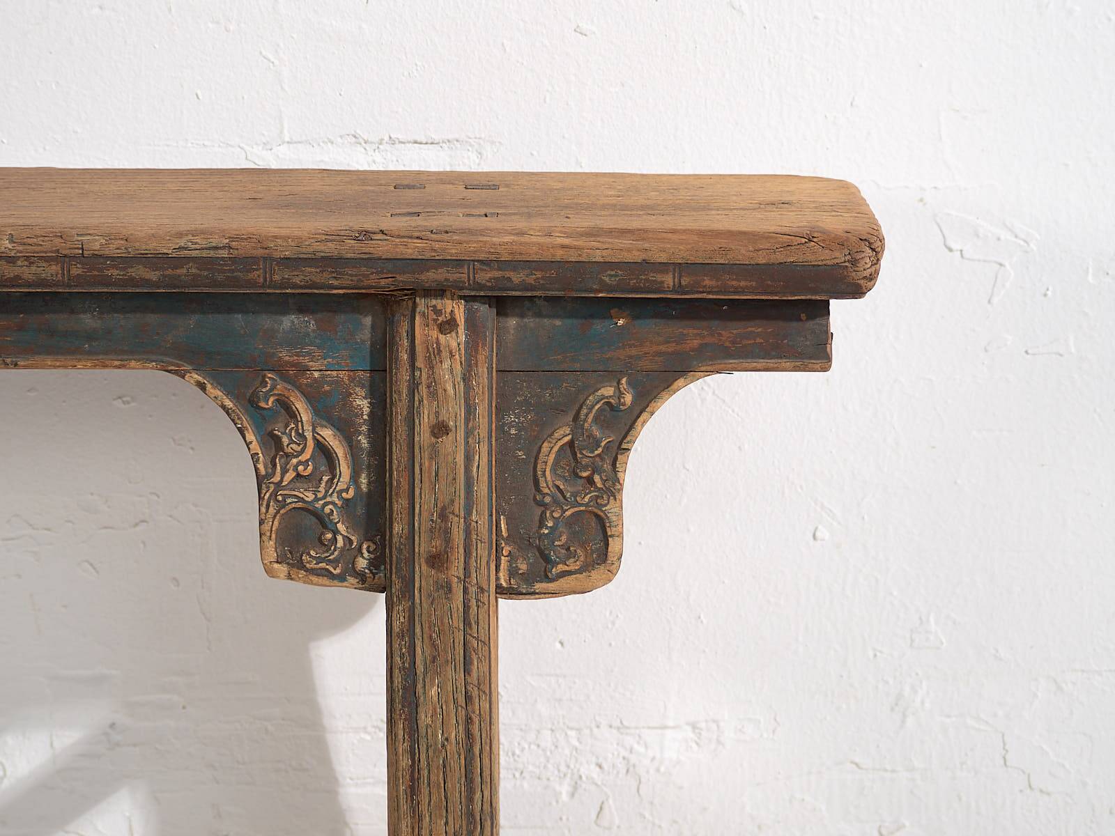 Antique Asian bench in navy blue tones (c.1870)