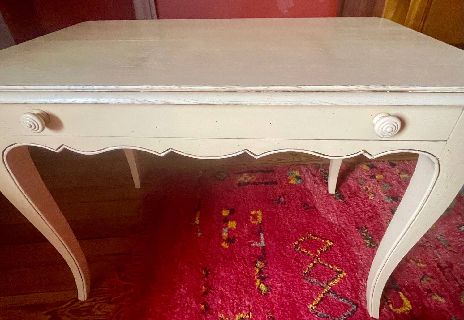 Weathered painted wood side table, TV table