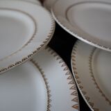 Ensemble de 6 assiettes plates en porcelaine Frise dorée