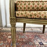 Pair of wooden and velvet armchairs in Louis XVI style 19th century