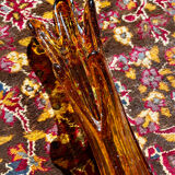 Vase soliflore en verre soufflé ambré vintage