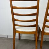 4 Scandinavian chairs, teak with boucle seats.