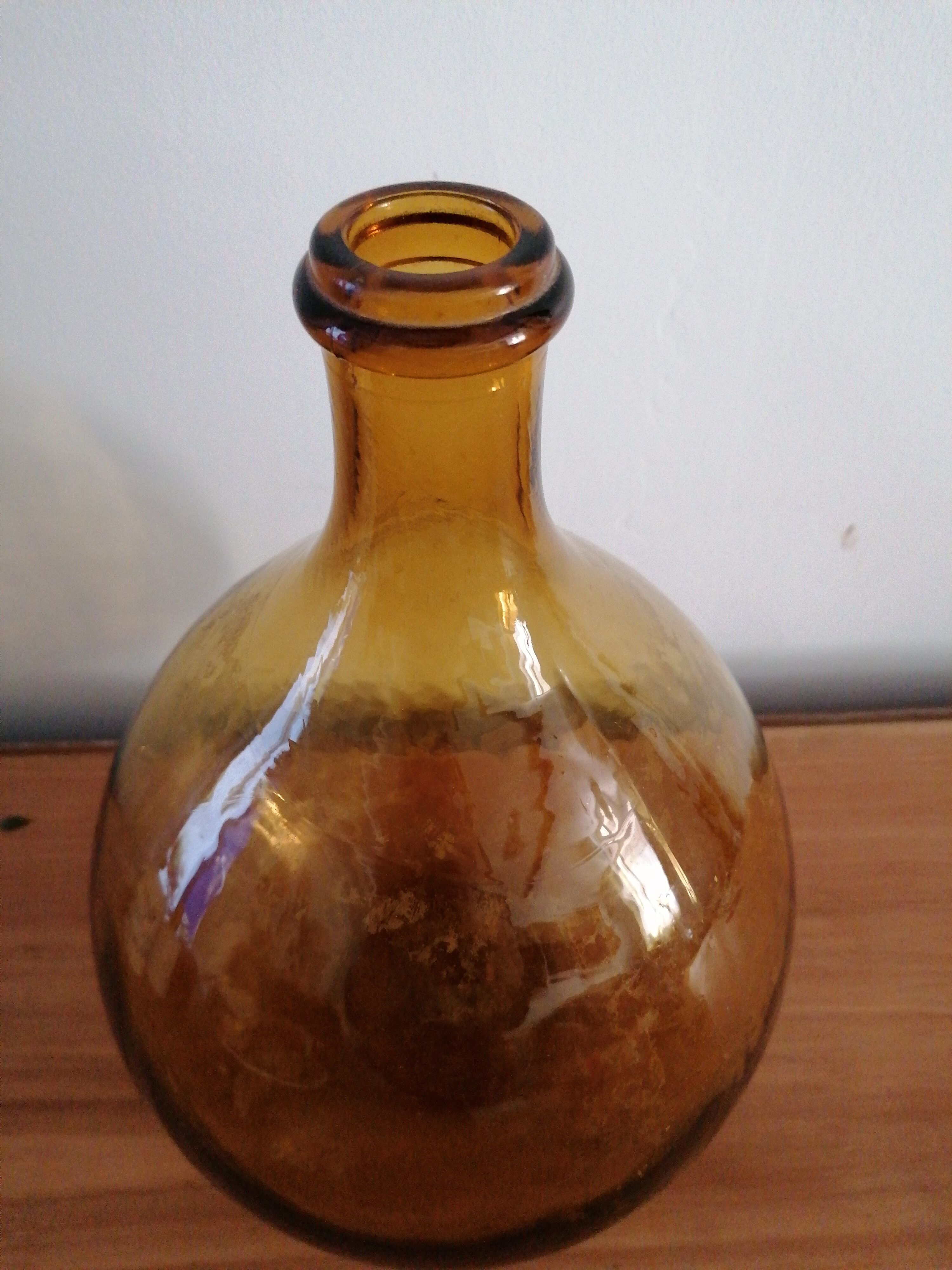 Demijohn canister in blown amber glass