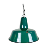 Lampe industrielle d’usine en émail vert années 1960