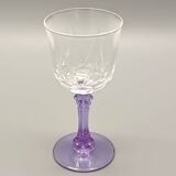 6 vintage purple stemmed liqueur glasses from France, Arques crystal