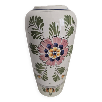 Vase ancien Delft polychrome peint main, moulin à vent - Hollande (65 carac