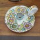 V.Pinto ceramic candle holder, Vietri. floral decor