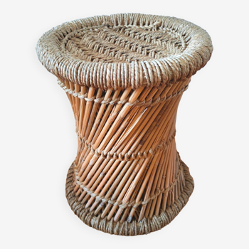 Vintage wicker and rope stool