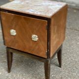 Scandinavian art deco bedside table in wood and marble