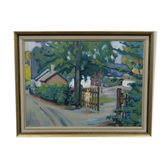 Swedish modern painting, 1946, oil on panel, framed, Hjamar Larsson