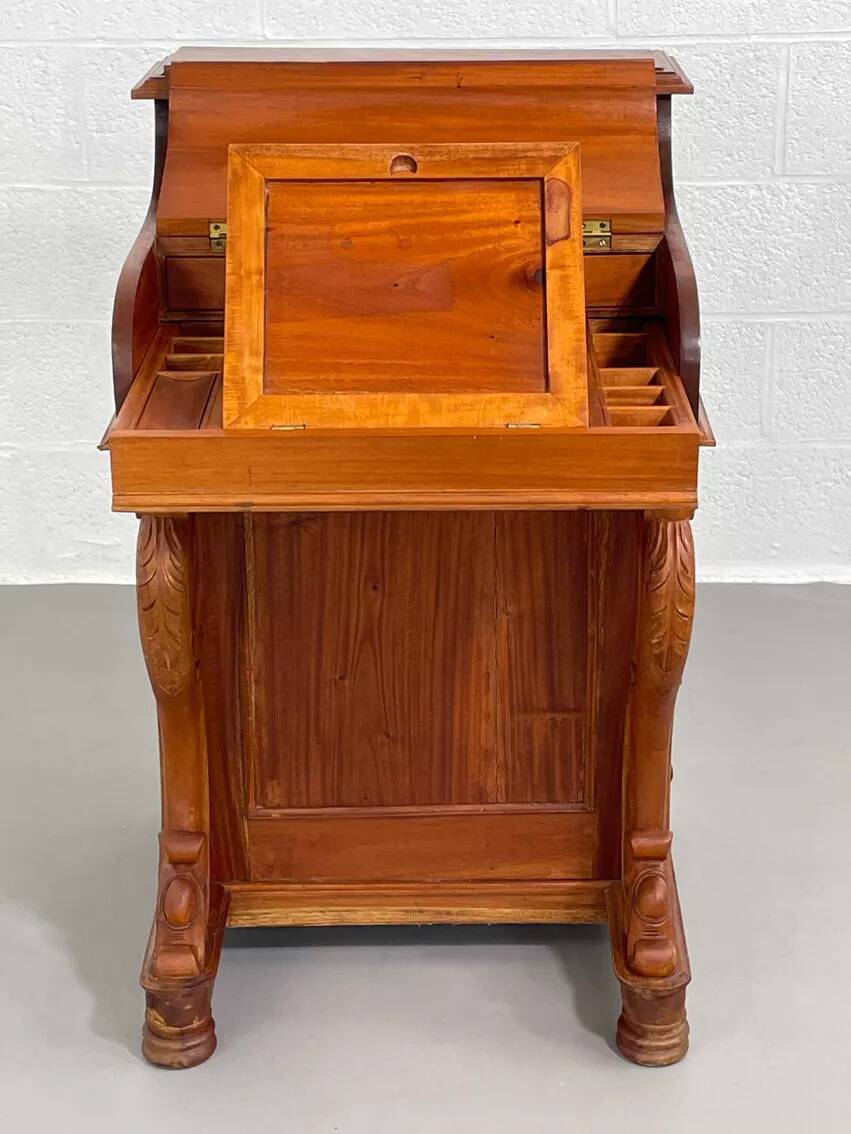 20th century Davenport desk with walnut piano top