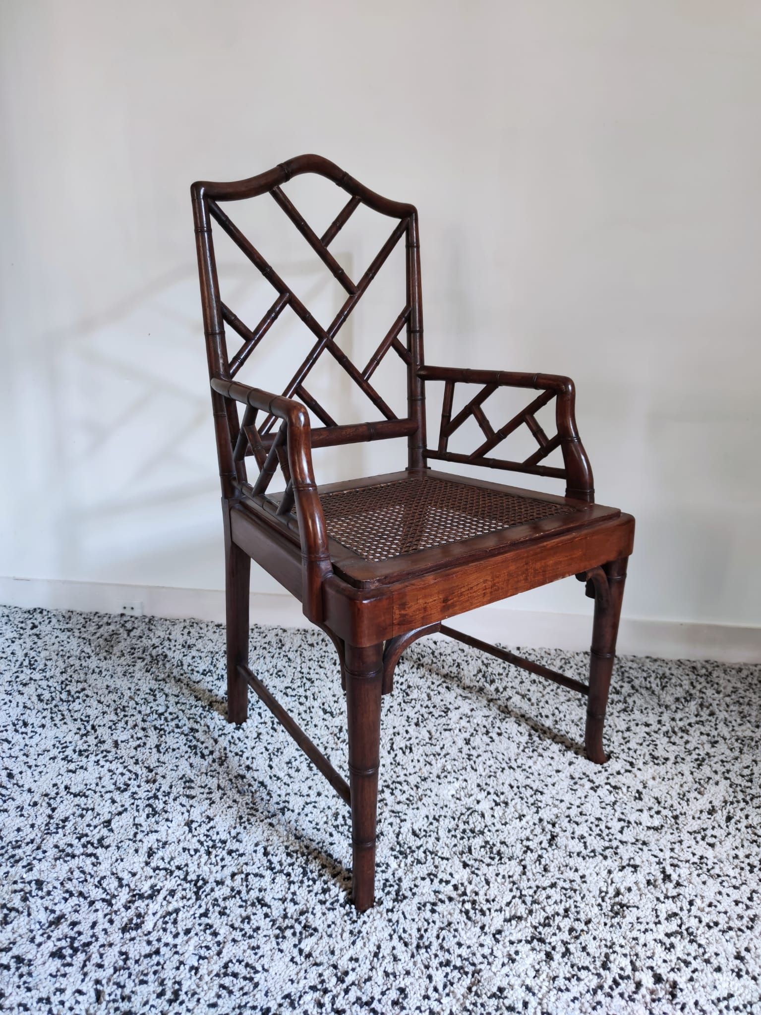 Asian canine armchair in wood in imitation of bamboo