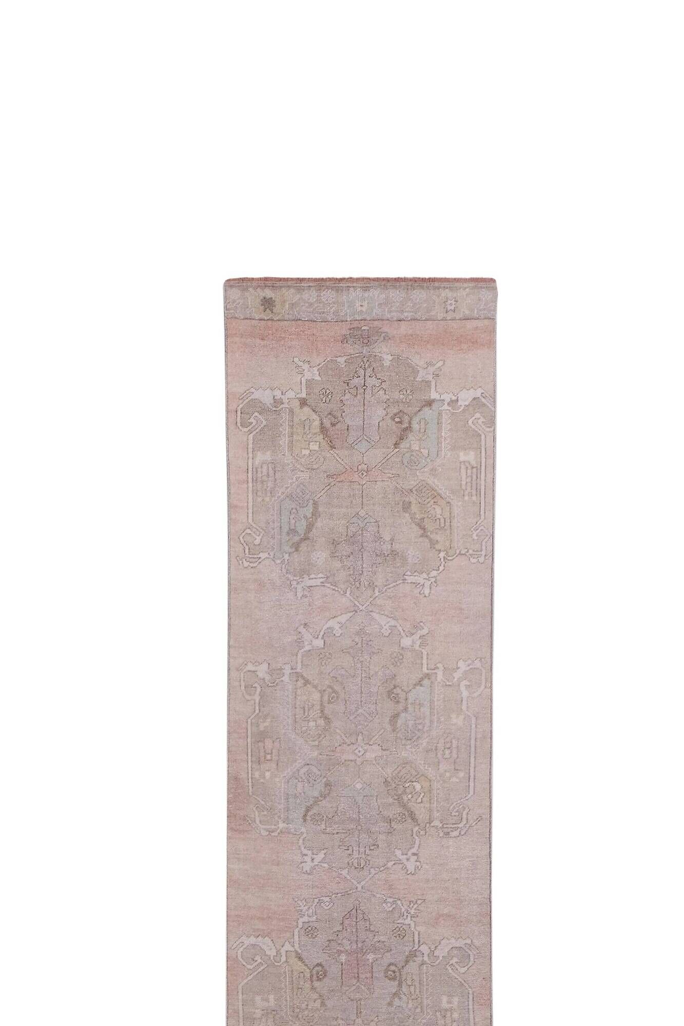 Vintage Turkish hallway rug 92x673 cm