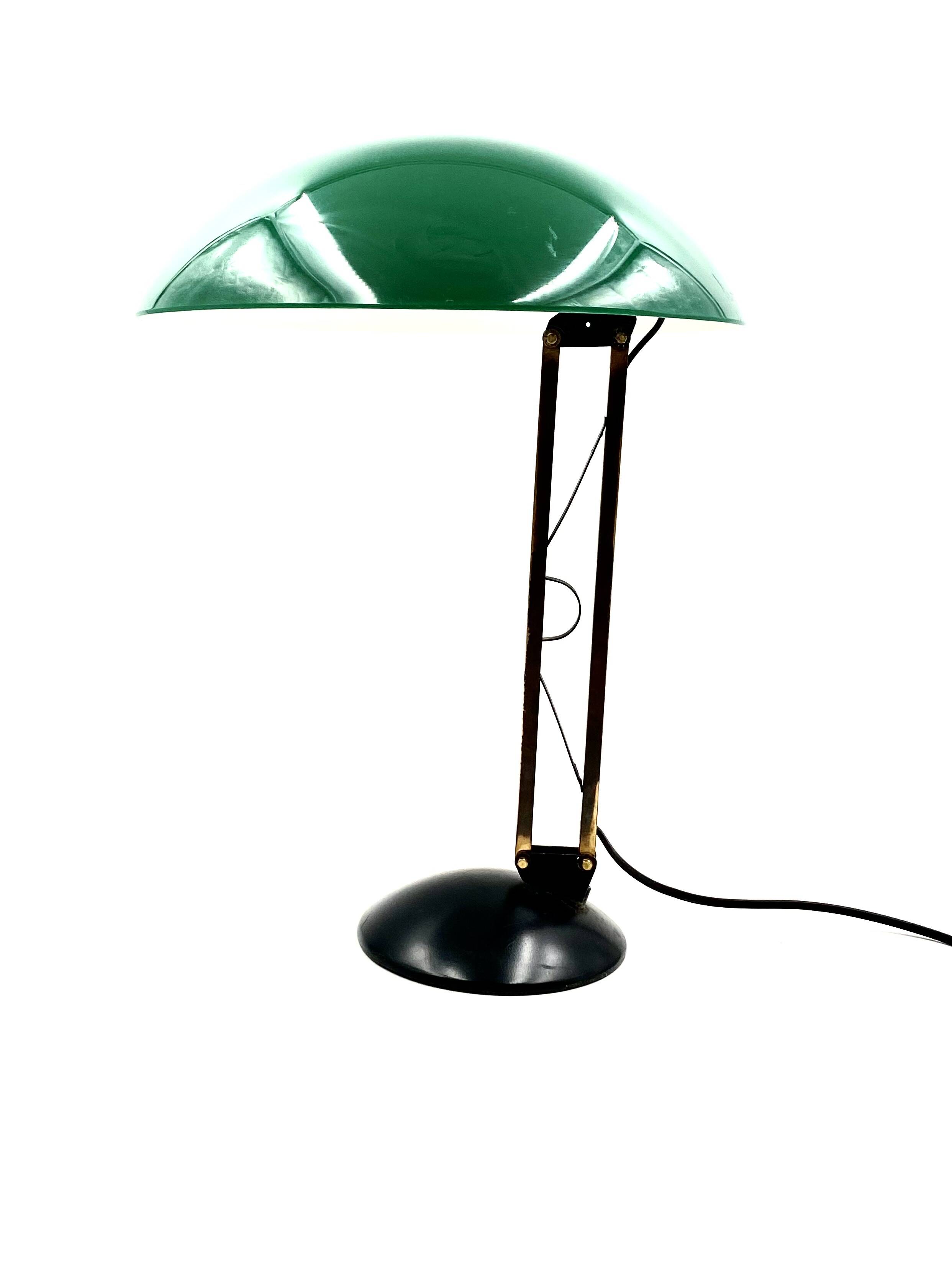 Mid-century green and brass table lamp, Italy 1960s