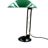 Lampe de table vintage verte et laiton, Italie 1960