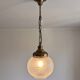 Suspension Luminaire Globe Frosted Glass Engraved Brass Art Deco Vintage