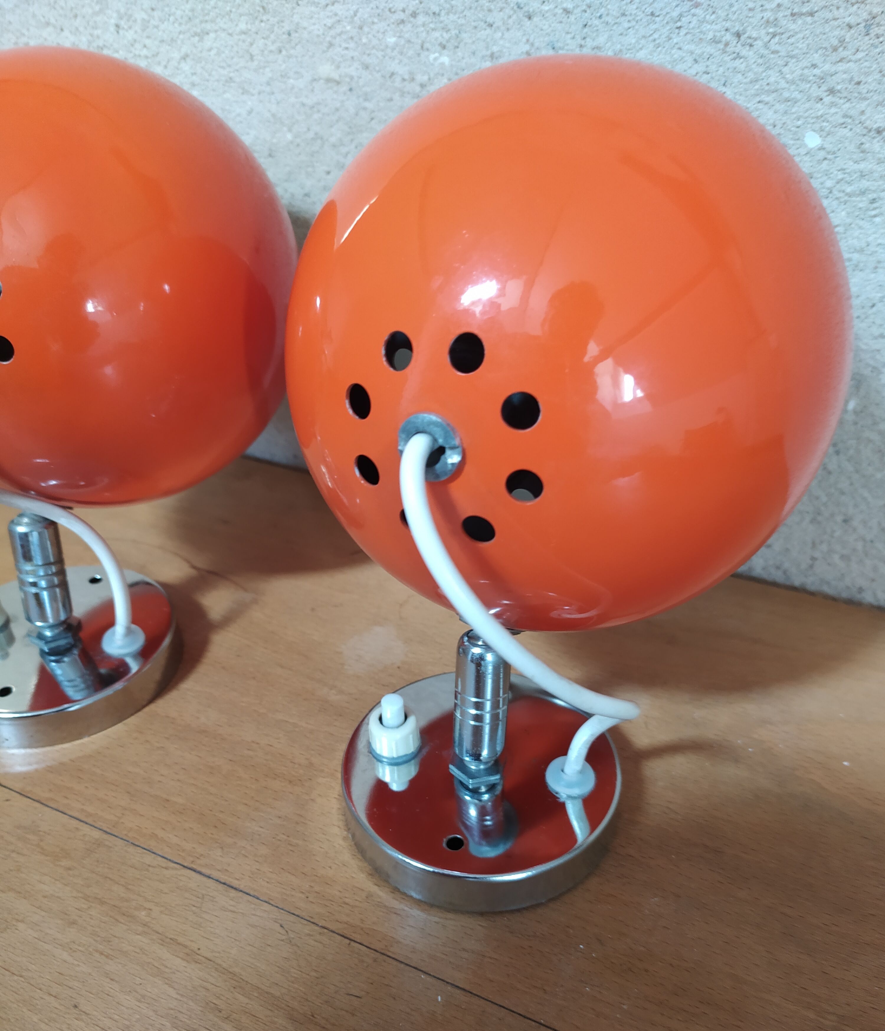 Paire d'appliques eyeball orange