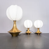 Set of 3 modern vintage lamps in 70s Lamperti brass