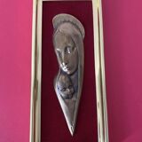 Painting "Madonna and Child" in bronze signed Mermet (signature on the bottom) on velvet background