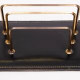 Grand ensemble de bureau exclusif en cuir cousu, années 1960, France