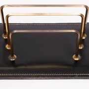 Large Exclusive Stich Leather Desk set 1960s France