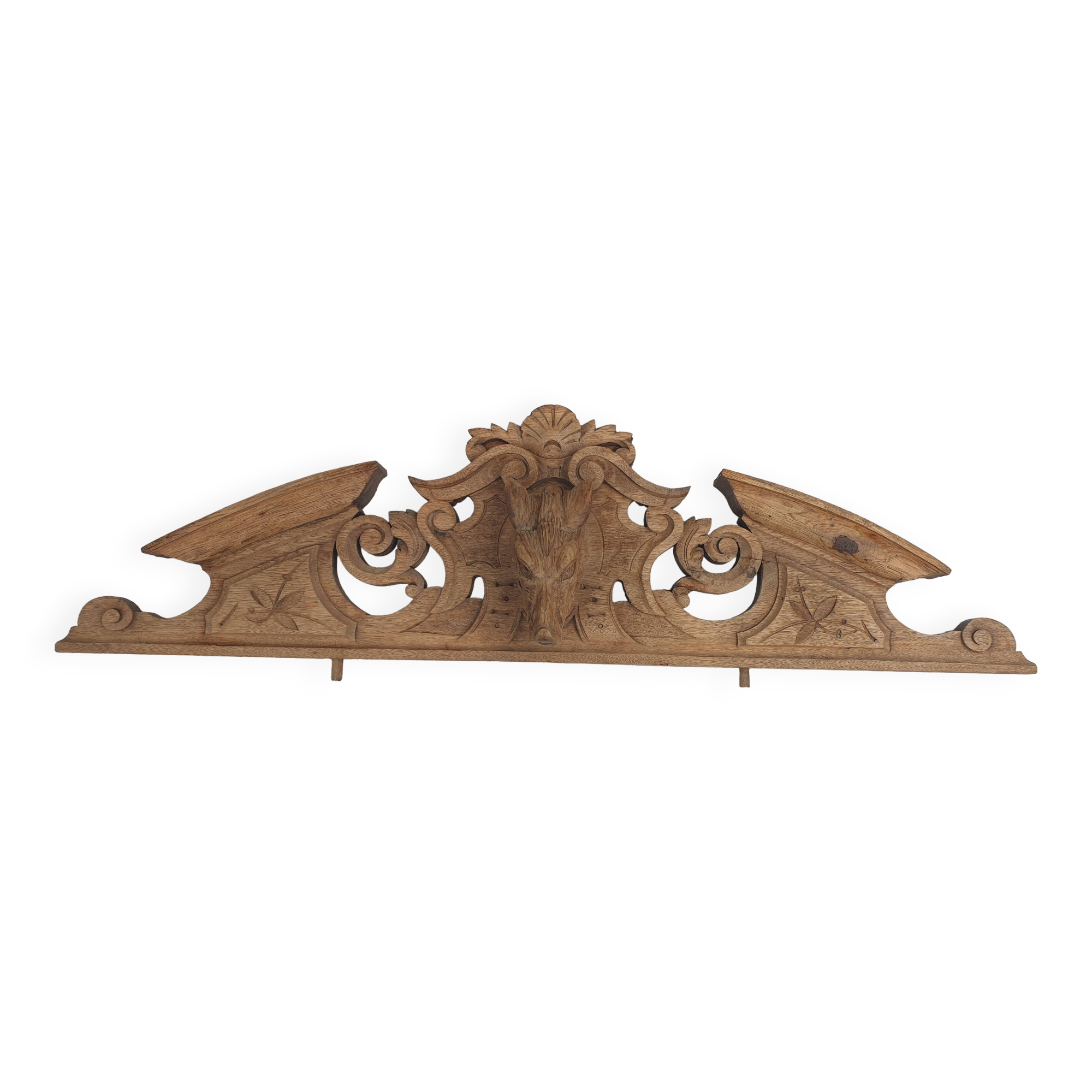 Large natural wood pediment