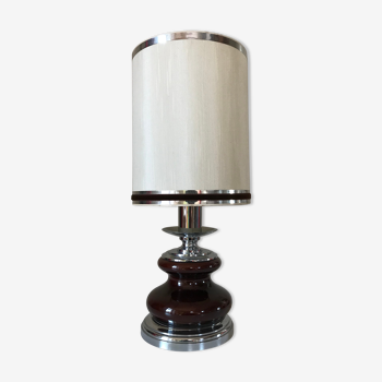 Lampe en céramique marron vintage annees 70